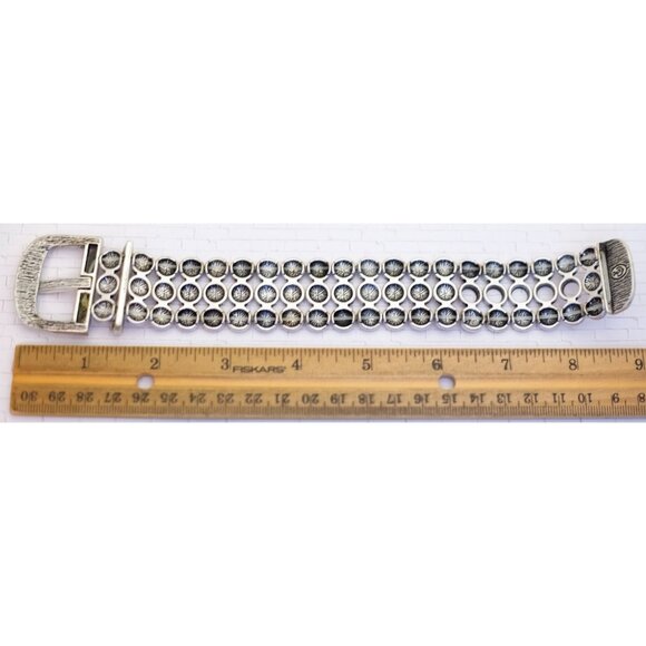 7 inch, Vintage Silver Studded Belt Buckle Bracelet - V28 - Picture 3 of 3
